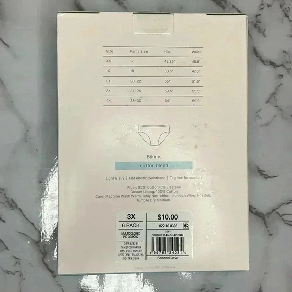 NEW Auden Panties Cotton Blend Set of 6 Size 3X - Picture 5 of 7